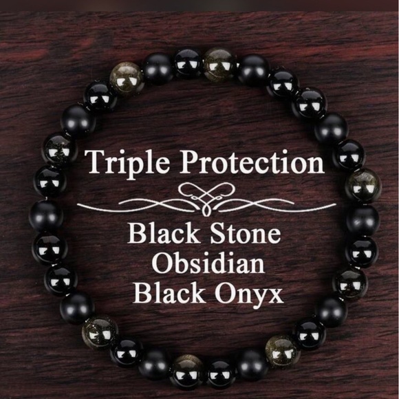 ✨ Triple Protection Bracelet – Black Stone, Obsidian & Black Onyx ✨ - Picture 3 of 3